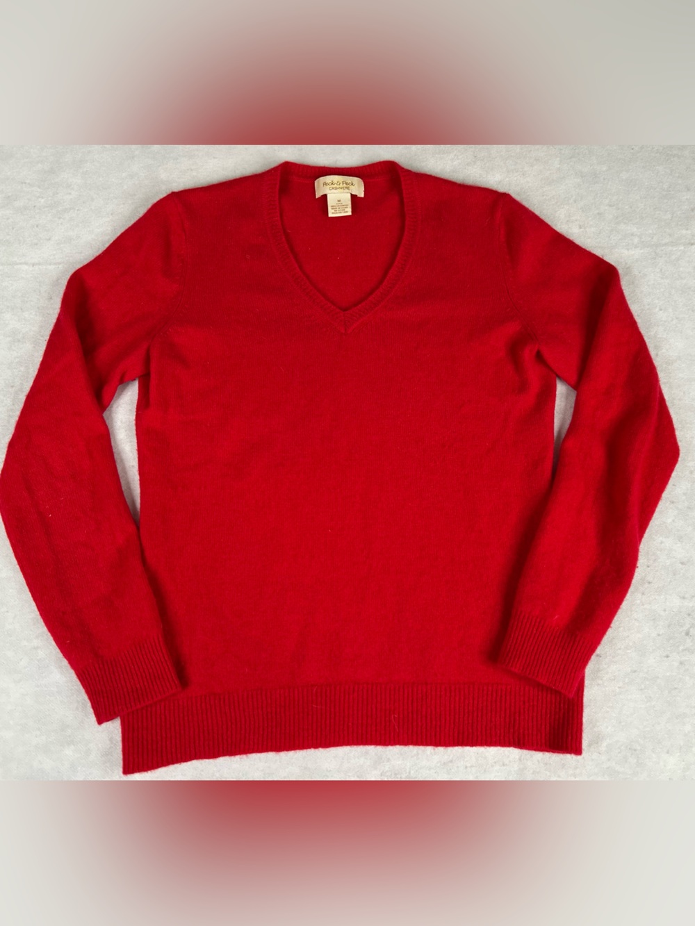 Peck & Peck Womens Cashmere Sweater Red Size M 100% 2-Ply Quiet Luxury
